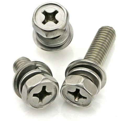 Phillip hex head screw with spring washer  